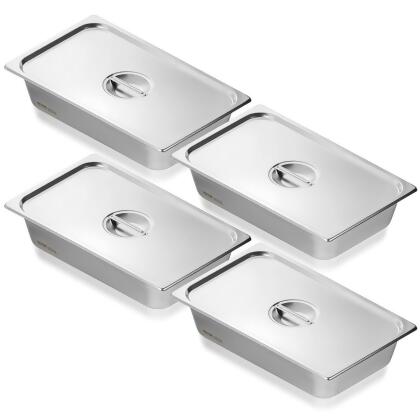 Vevor 11QCCPYG4YCSH7PULV0 Full Size Anti-Jam Hotel Steam Pan with Lid, Pack of 4 