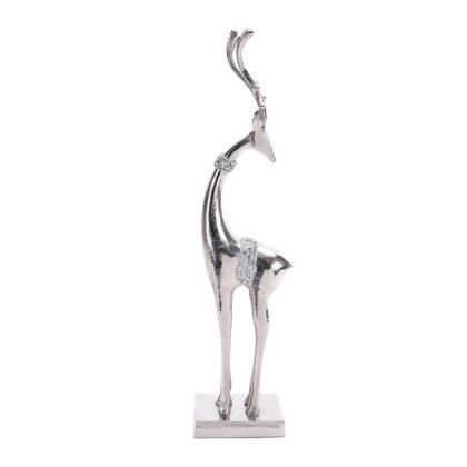 Melrose 90387DS 18 in. Aluminum Deer Figurines, Silver - Set of 2 