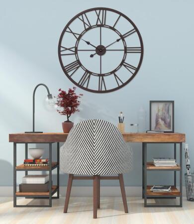 UTOPIA ALLEY CL63RB Oversized Roman Round Wall Clock - Large Wall Clock, Big Clocks For Living Room Decor Or Dining Room Decor, Roman Numeral Wall Clock, Decorative Wall Clock (27", Oil Rubbed Bronze) 