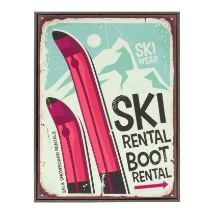 Melrose International 86288DS Framed Ski Lodge Wall Sign - 15.5 in. 