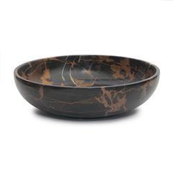 Marble Crafter BW30-BG 16 in. Laurus Bowl, Black & Gold Marble 