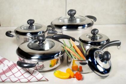 Cook Pro 555 10 PC Stainless Cookware Set with Stainless and Glass Combo Lids 