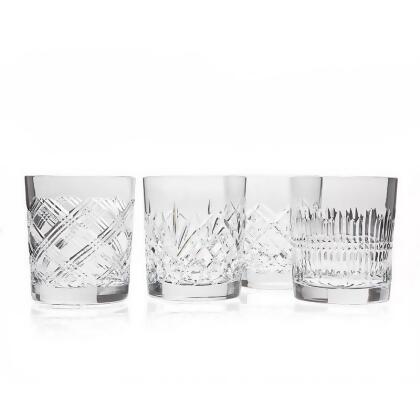 Godinger 4679 Four Assorted Clear Cased Double Old Fashioned Galss 