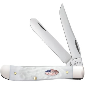 Case Cutlery C14101 15.5 in. 2 Blade Mini Trapper Stars & Stripes Rough White Stainless Pocket Knife - All