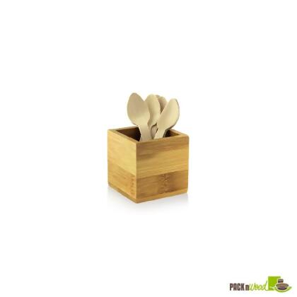 Packnwood 210BMH1 Bamboo Cutlery & Napking Holder - 2.5 x 2.5 x 2.5 in. 