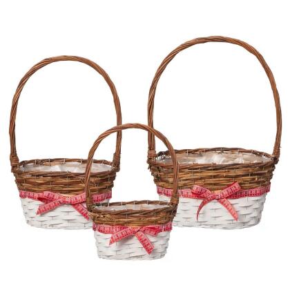 Wickerwise QI004704 Wickerwise Set of 3 Rattan Woven Baskets with Handle and Plastic Lining, Sturdy and Stylish Picnic and Gift Baskets 