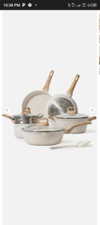Carote Nonstick 10pcs pots and pans 10 Pcs Pots and Pans Set, Nonstick Granite Induction Kitchen Cookware Set 
