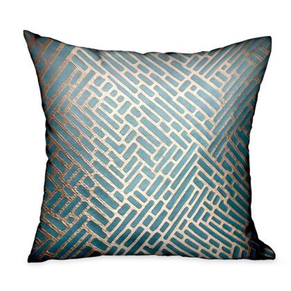 Plutus Brands PBRA2339-2020-DP 20 x 20 in. Golden Brick Blue Geometric Luxury Throw Pillow 