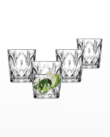 Godinger 27586 11 oz Quinton Double Old Fashioned Glasses - Clear - Set of 4 