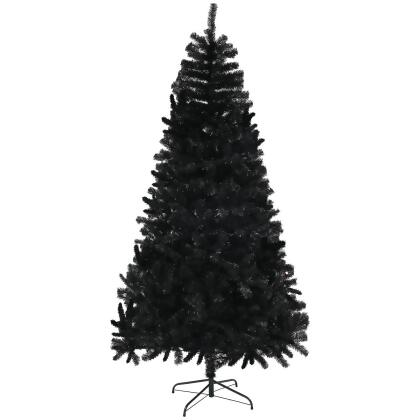 212 Main 830-865V02BK Homcom 7.5ft Unlit Artificial Black Christmas Tree, Holiday Decor with 1346 Branch Tips, Auto Open & Steel Base 