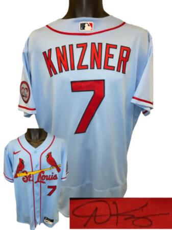RDB Holdings & Consulting CTBL-040394 Andrew Knizner Signed St. Louis Cardinals Nike MLB Authentic Collection Blue Team Issued No.7 Jersey - Size 46 
