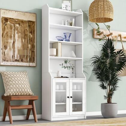 212 Main F-ONT-WF308425AAK Elegant Versatile Tall Cabinet with Acrylic Door & Adjustable Shelves, Storage Cabinets for Living Room, 27.5 x 14.5 x 78.5 in. - White 