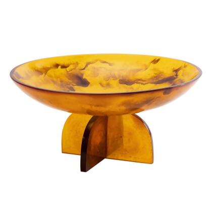 Godinger 50989 12 in. Lucente Resin Fruit Bowl, Tortoise Shell 