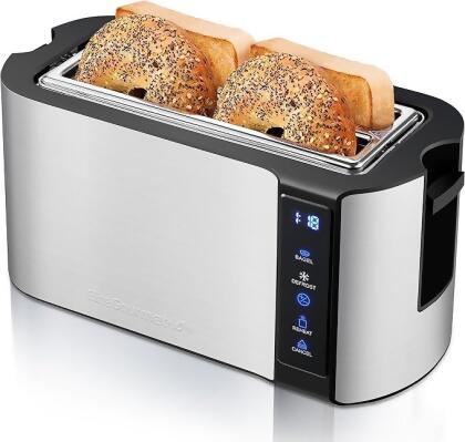Maximatic ECT5322 Long Slot 4 Slice Toaster - Black & Stainless Steel 
