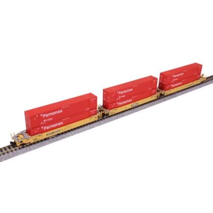 Kato KAT1066188 N Scale Gunderson MAXI-IV Double Stack 3 Set with TTX DTTX 732335 Ferromex Containers 