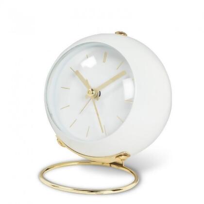 MDR Trading Inc. AB-27-TIKTOK-203-WHT White Ball With Gold Loop Stand Alarm Clock 