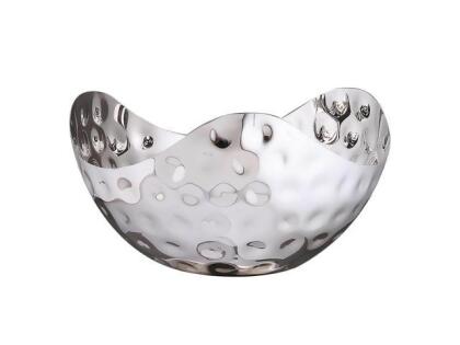 Leeber 72591 Elegance 10 in. Bolt Hammered Stainless Steel Triangular Bowl 