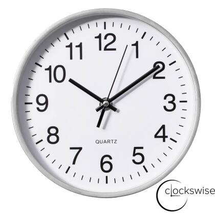 Clockswise QI004744.SI.8 Clockswise Silver 8-In Analog Clock Silent, Non-Ticking for Wall, Office Desk, Table and Shelf Battery-Operated Perfect for Home Office 