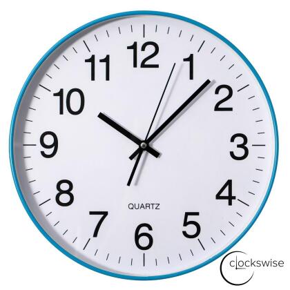 Clockswise QI004744.BL.14 Clockswise Blue 14-In Analog Clock Silent, Non-Ticking for Wall - Battery-Operated Perfect for Home Office, Farmhouse Kitchen, Entryways 