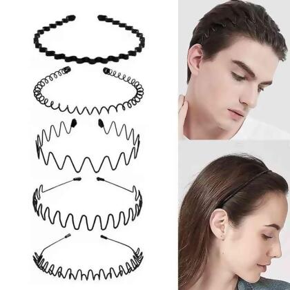 The Perfect Part T-T06737 6Pcs Metal Hair Headband Wave Style Hoop Band Comb Sports Hairband Men Women US 