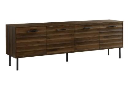 Monarch Specialties I 2727 TV Stand - 72 in. - Console - Media Entertainment Center - Storage Cabinet - Brown Laminate - Black Metal - Transitional - Brown & Black 