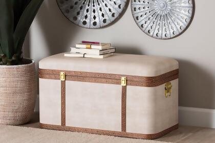 Baxton Studio 193271450992 29.90 x 15.70 x 16.50 in. Brenner Modern Transitional Faux Shagreen Storage Trunk, Ash Walnut 