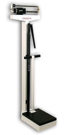 Detecto 449 10.5 in. X 14.5 in. Platform Eye Level Physician Scale 400 Lb X 4 Oz with Height Rod and Hand Post 