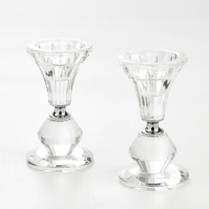 Schonfeld Collection 186779 4 in. Crystal Candlesticks - Set of 2 