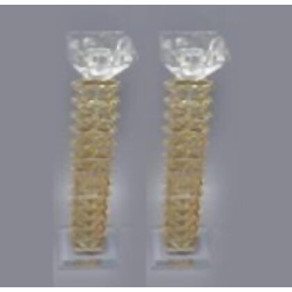 Schonfeld Collection 240546 8 in. Crystal Candlesticks with Gold - Set of 2 