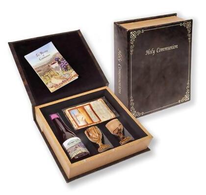 Holy Land Gifts 92202 Communion-Set-Grape Juice, Matzah Bread & 2 Olivewood Cups In Box 