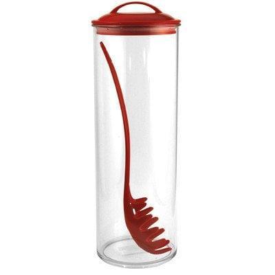 Reston Lloyd Spaghetti/Pasta Acrylic Canister with Matching Spaghetti Fork - Red 