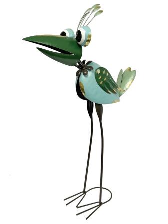 Continental Art Center 14S2004 Colorful Enameled Metal Peacock Statue 