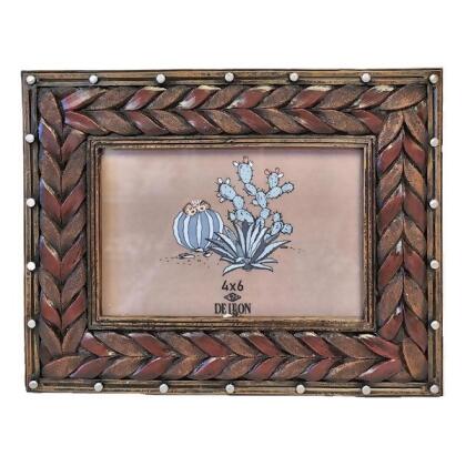 De Leon Collections 14777 Resin Brown Braided Leather Western Country Rustic Themed 6 x 4 Photo Picture Frame 