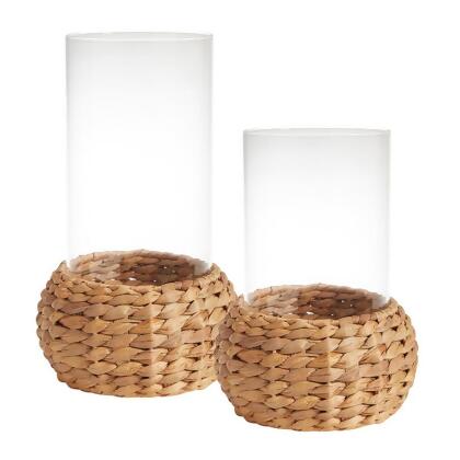 47th & Main DMR911 Seagrass Wrapped Hurricane Candleholder, Set of 2 
