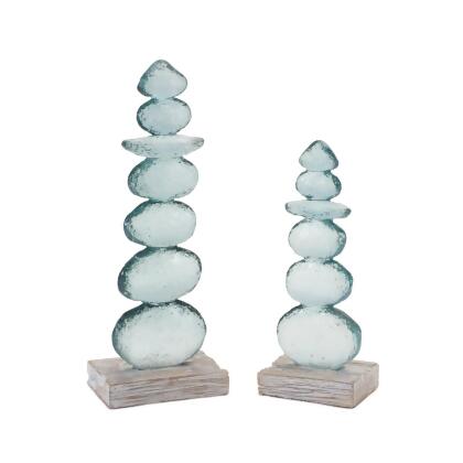 Melrose 88187DS Stacking Rock Sculpture - Set of 2 