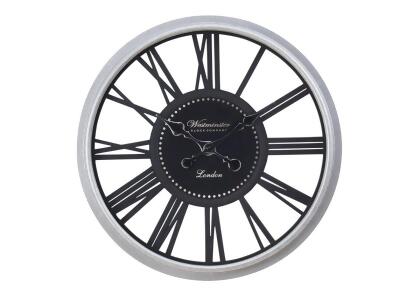Monarch Specialties I 9056 20 in. Transitional Round Wall Clock, Black & Silver 