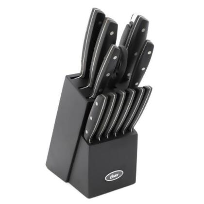 Oster 101385.14 Riggins Stainless Steel Cutlery Set with Hardwood Storage Block, Black - 14 Piece 