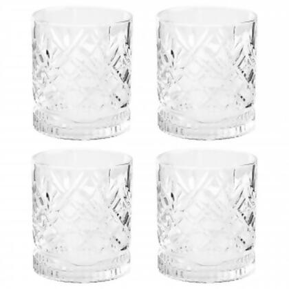 Gibson Home 142172.04 13 oz Diamond Embossed Double Old Fashioned Glassware Set - 4 Piece 
