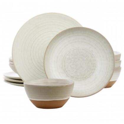 Gibson Elite 135271.12 Dreamweaver Round Earthenware Dinnerware Set, Matte White - 12 Piece 