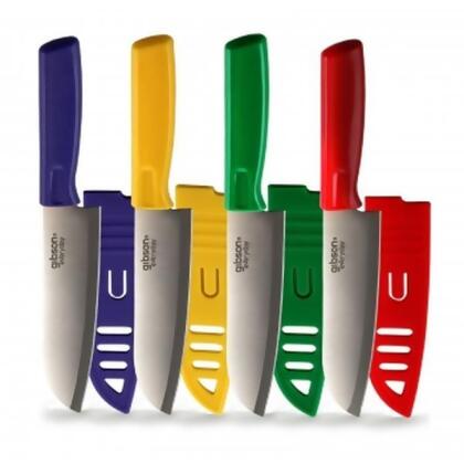 Gibson Everyday 92565.01 6 in. Grantville Santoku Knife with Sheath, Assorted Color - 4 Piece 