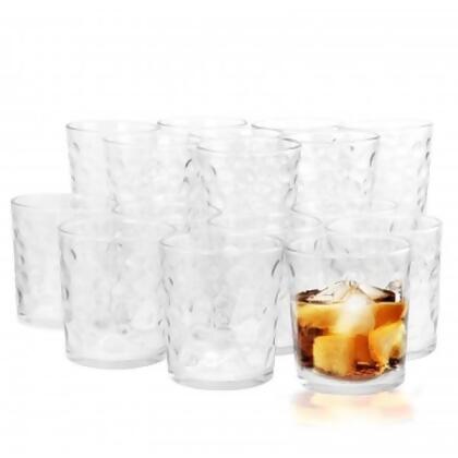 Gibson Home 91850.16 Great Foundations Tumbler & Double Old Fashioned Glass Set, Bubble Pattern - 16 Piece 