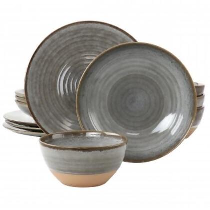 Gibson Elite 135272.12 Dreamweaver Round Earthenware Dinnerware Set, Grey - 12 Piece 