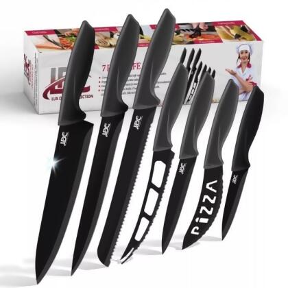 Lux Decor Collection GK78335 7 Piece Kitchen Knife Set Stainless Steel Ultra Sharp Steak Cooking Chef Knives 