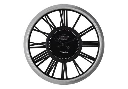 Monarch Specialties I 9086 16 x 1.75 in. Round Transitional Wall Clock, Silver & Black 