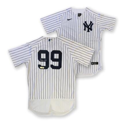 Powers Sports Memorabilia 114185239 Aaron Judge Autographed York Yankees Signed Nike Baseball Jersey Fanatics Authentic COA 