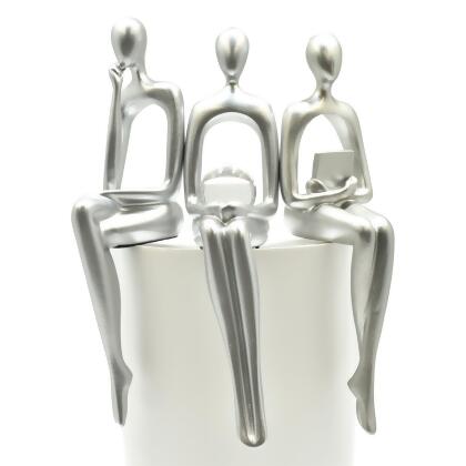 Lifestyle Brands 676685054302 Adam & Friends Home Decor Shelf Sitters, Thinker, Fortune Teller, Reader Sculpture | 3-Piece | Silver 