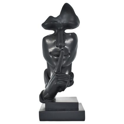 Lifestyle Brands 676685054487 Adam & Friends Home Decor Silence Is Golden Sculpture | 1-Piece | Black 