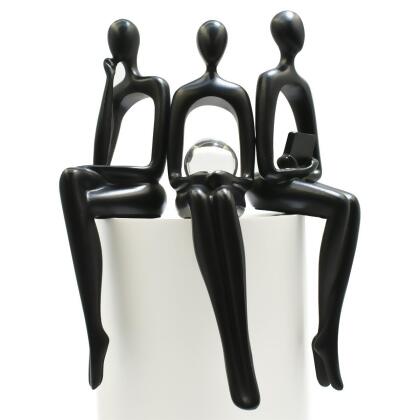 Lifestyle Brands 676685054289 Adam & Friends Home Decor Shelf Sitters, Thinker, Fortune Teller, Reader Sculpture | 3-Piece | Black 