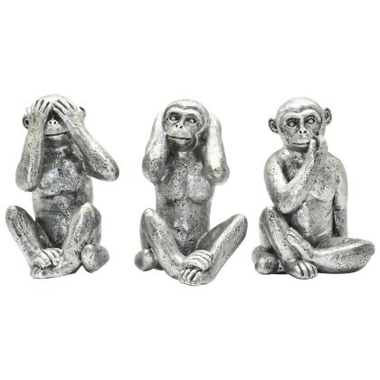 Lifestyle Brands 676685054609 Adam & Friends Home Decor See No Evil, Hear No Evil, Speak No Evil Sculpture | 3-Piece | Silver 