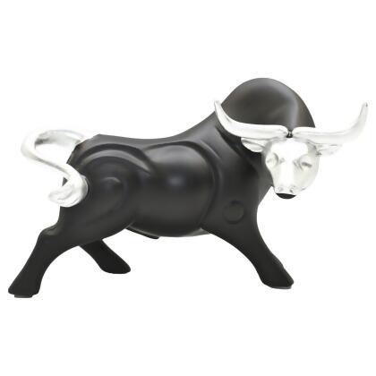 Lifestyle Brands 676685054463 Adam & Friends Home Decor Strong Bull Sculpture | 1-Piece | Black/Silver 